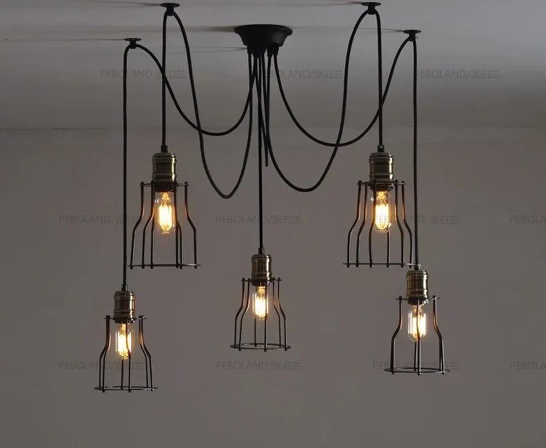 lustre rétro nordique vintage réglable design art spider - vue 2 sur 5