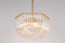 lustre suspendu en tube de verre courbé en métal doré moderne