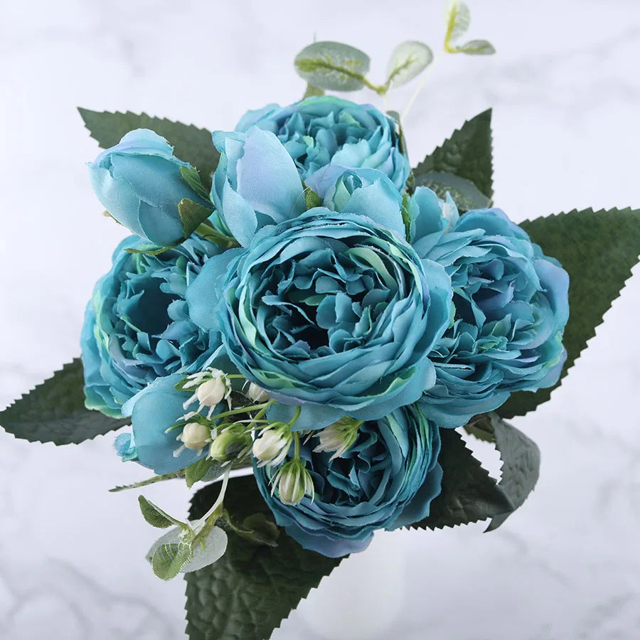 bouquet de fleurs artificielles de pivoines en soie pour décoration intérieure - vue 13 sur 18