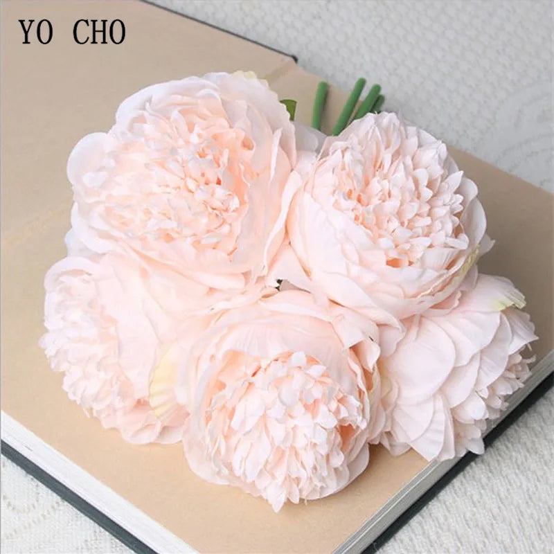 lot de 5 pivoines artificielles pour mariage et décoration intérieure - vue 7 sur 18