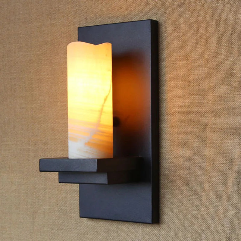 Vintage GZMJ industrial wall light with candle lampshade - vue 5 sur 7