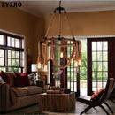 Vintage industrial style hemp rope pendant light