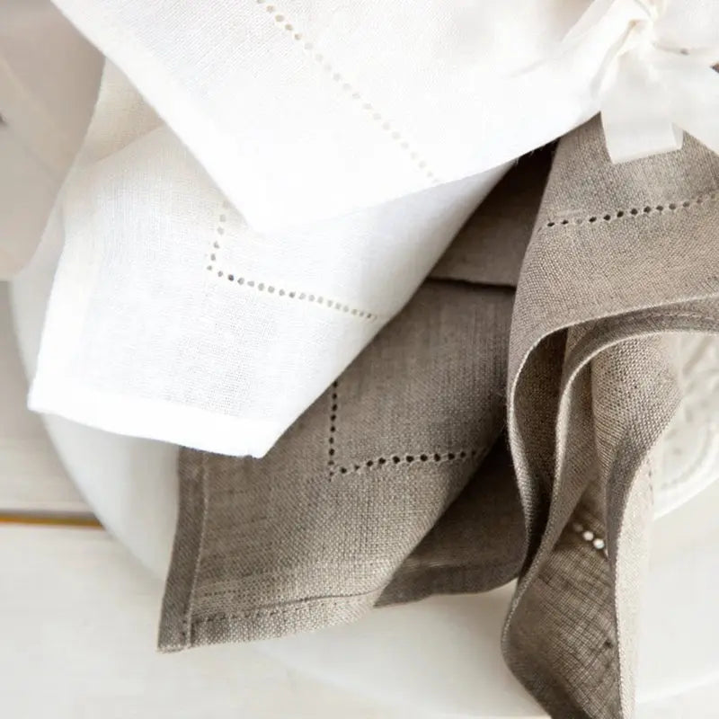 Serviette de table lot de six lin brodé - vue 2 sur 5