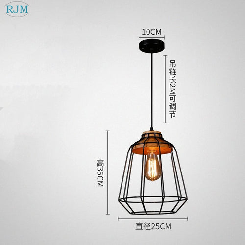 Nordique créatif rétro fer suspension personnalité barre Vintage maille lampes suspendues chambre salon café Restaurant éclairage - vue 6 sur 7