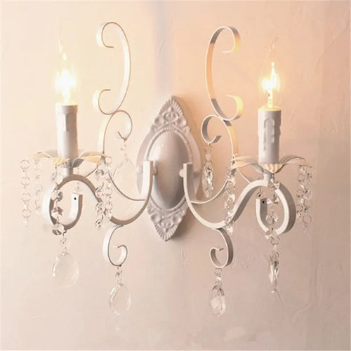 applique murale vintage en métal et cristal à double tête