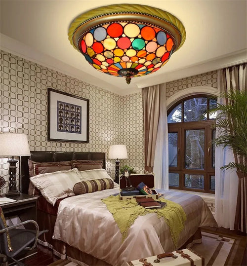 plafonnier en vitrail style méditerranéen pour extérieur et intérieur - vue 7 sur 14