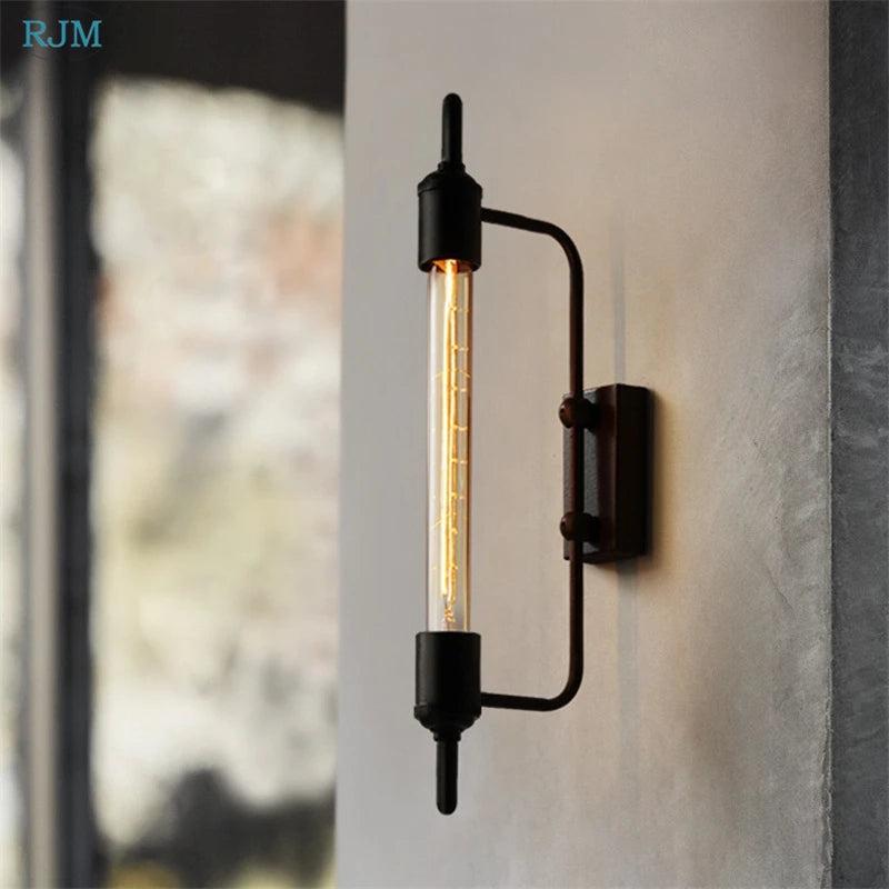 applique murale tube vapeur rétro américain vintage noir - vue 5 sur 7