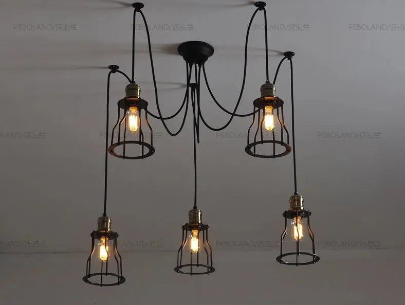 lustre rétro nordique vintage réglable design art spider - vue 3 sur 5
