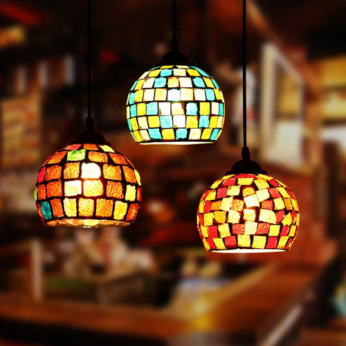 Turkish mosaic glass pendant light for hotels bars and restaurants - vue 2 sur 23