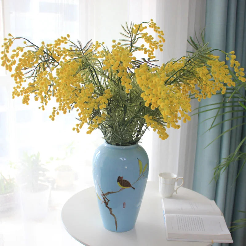 lot de 5 fleurs artificielles mimosa décoration mariage et guirlande - vue 4 sur 5