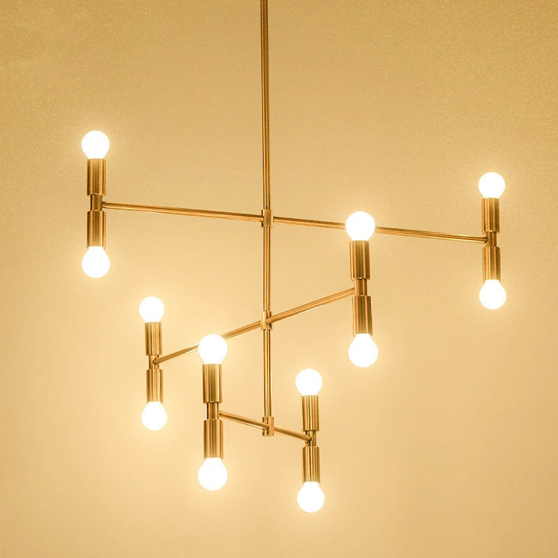 Lustre d'art en fer post-moderne éclairage Lustres en bambou créatifs LED lampe à main salon chambre cuisine Restaurant Lustres - vue 6 sur 8