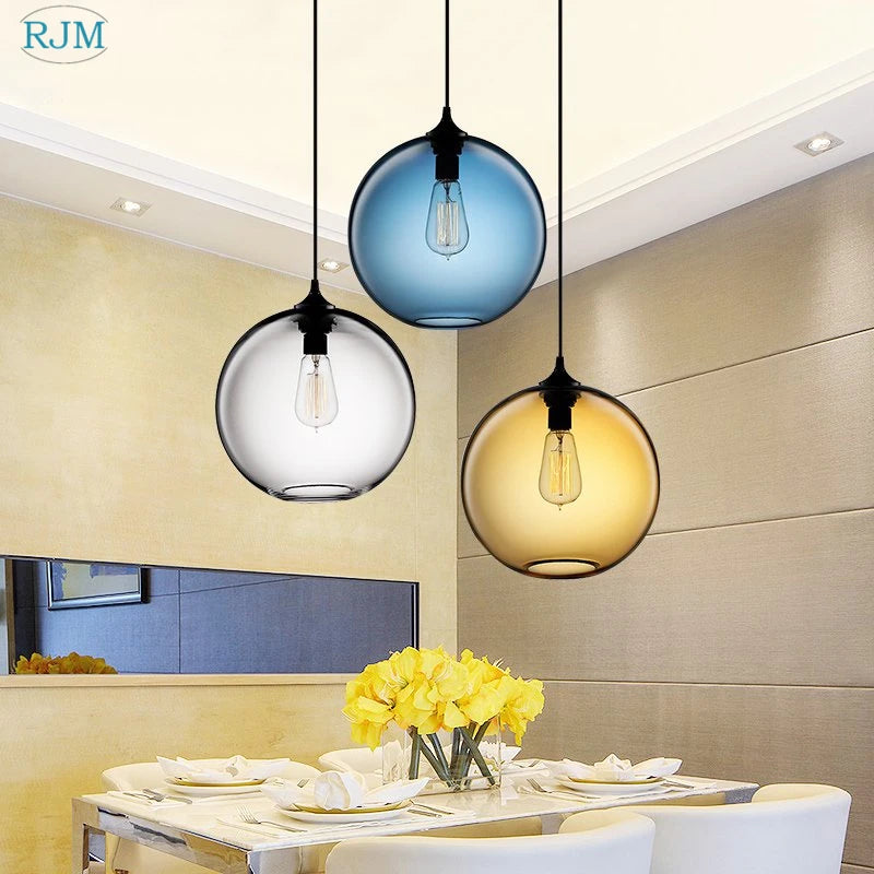 lampe led suspendue en verre design moderne et créatif - vue 5 sur 11