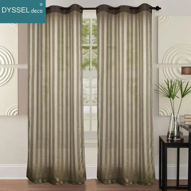 Rideau transparent à rayures style européen salon chambre - vue 8 sur 8