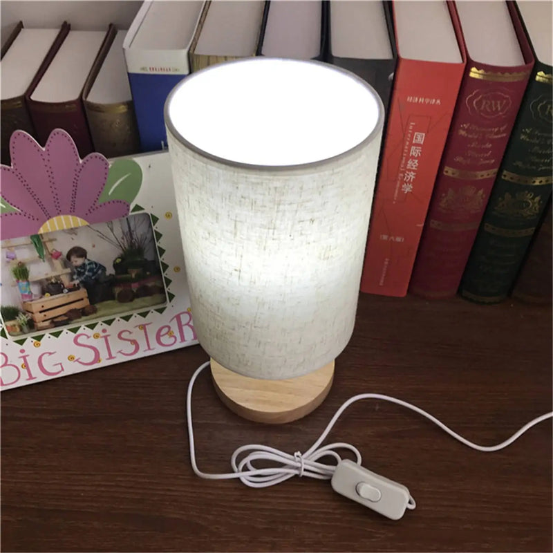 lampe de bureau led minimaliste moderne en tissu et bois usb