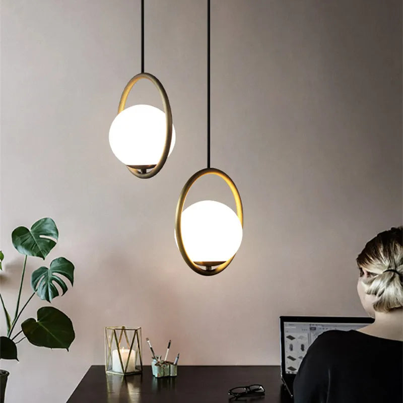 lustre à led rétro en verre pour décoration intérieure - vue 4 sur 13