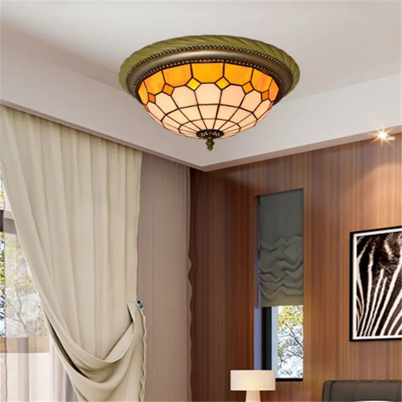 plafonnier en vitrail style méditerranéen pour extérieur et intérieur - vue 3 sur 14