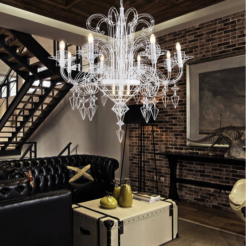 suspension en alliage post-moderne baroque design lumineux - vue 4 sur 6