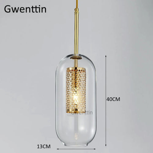 suspension en verre doré style nordique à led moderne