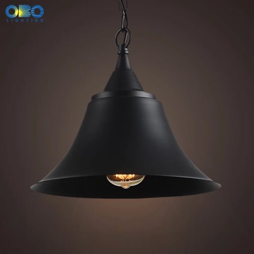 Vintage black metal horn design pendant light for interiors - vue 2 sur 5