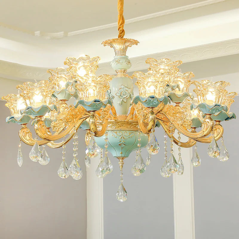 lustre sol duplex style européen céramique - vue 2 sur 14