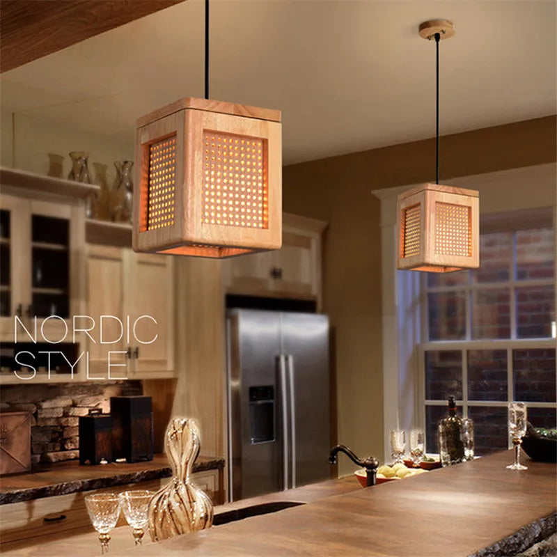 luminaires suspendus modernes en bois gzmj pour loft décor - vue 3 sur 6