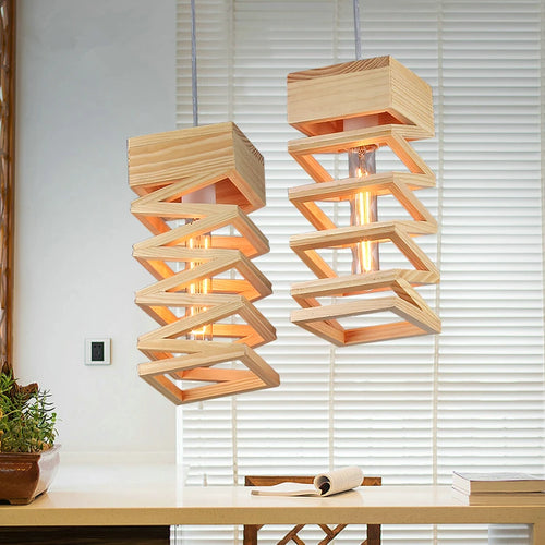 suspension en bois pur créatif gzmj pour la maison - vue 4 sur 8