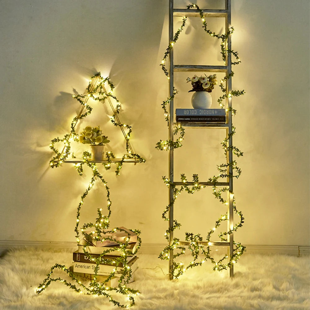 guirlande lumineuse à feuilles artificielles pour décorations festives - vue 7 sur 11