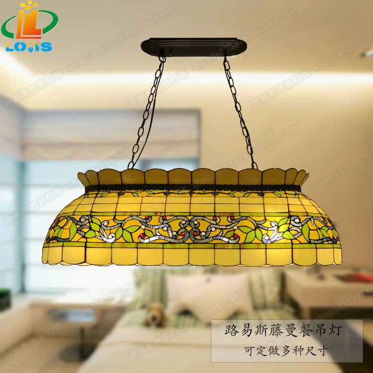 lustre rétro en rotin et verre pour éclairage de bar et restaurant - vue 4 sur 6
