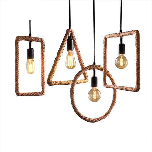 suspension vintage rétro en corde de chanvre avec abat-jour décoratif