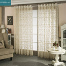 Rideau transparent brodé motif floral style rétro salon