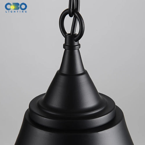 Vintage black metal horn design pendant light for interiors - vue 5 sur 5