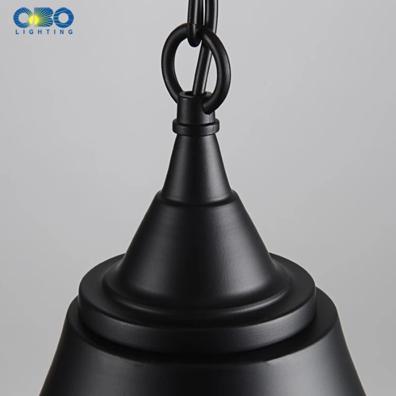 Vintage black metal horn design pendant light for interiors - vue 5 sur 5
