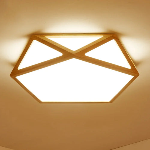 plafonnier led en bois créatif pour éclairage général