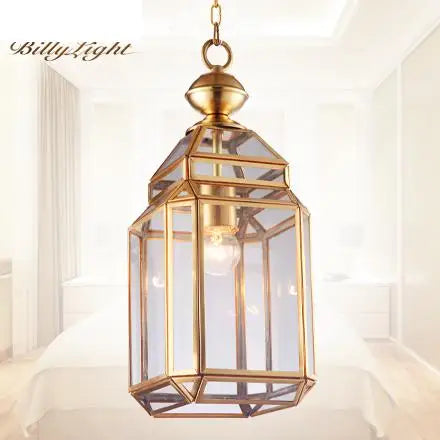 suspension en cuivre abat-jour en verre style industriel et rural - vue 3 sur 7