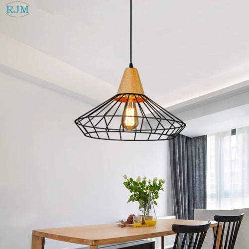 Nordique créatif rétro fer suspension personnalité barre Vintage maille lampes suspendues chambre salon café Restaurant éclairage - vue 3 sur 7