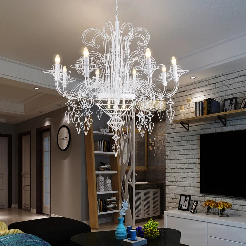 suspension en alliage post-moderne baroque design lumineux - vue 3 sur 6