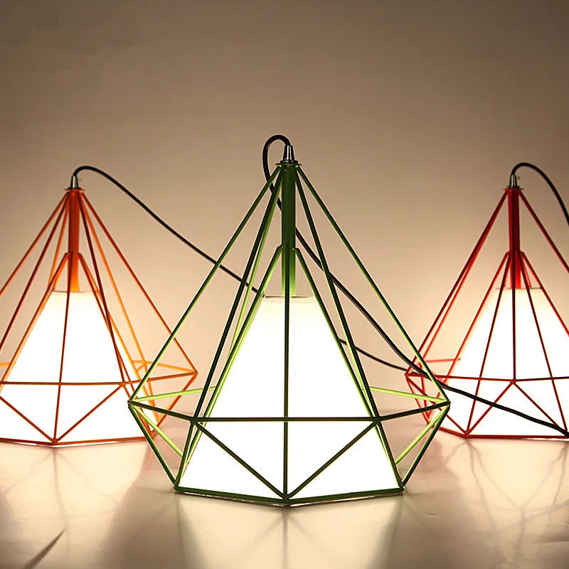 suspension cage à oiseaux minimaliste métal noir led - vue 6 sur 11