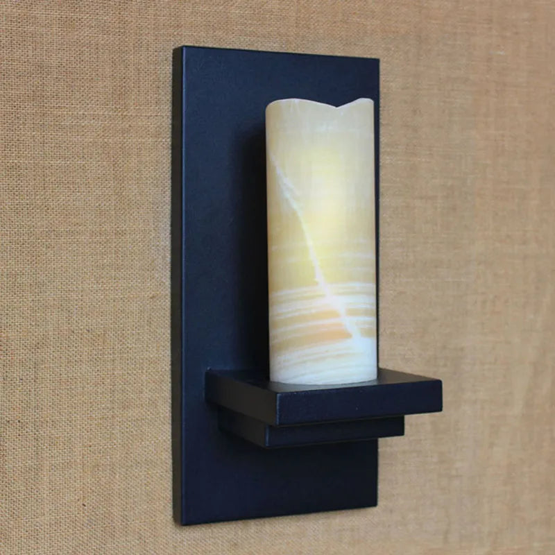 Vintage GZMJ industrial wall light with candle lampshade - vue 6 sur 7