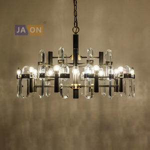 suspension en cristal doré et noir design moderne