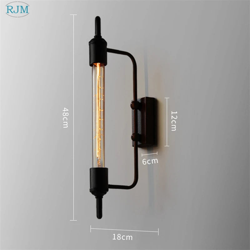 applique murale tube vapeur rétro américain vintage noir - vue 3 sur 7