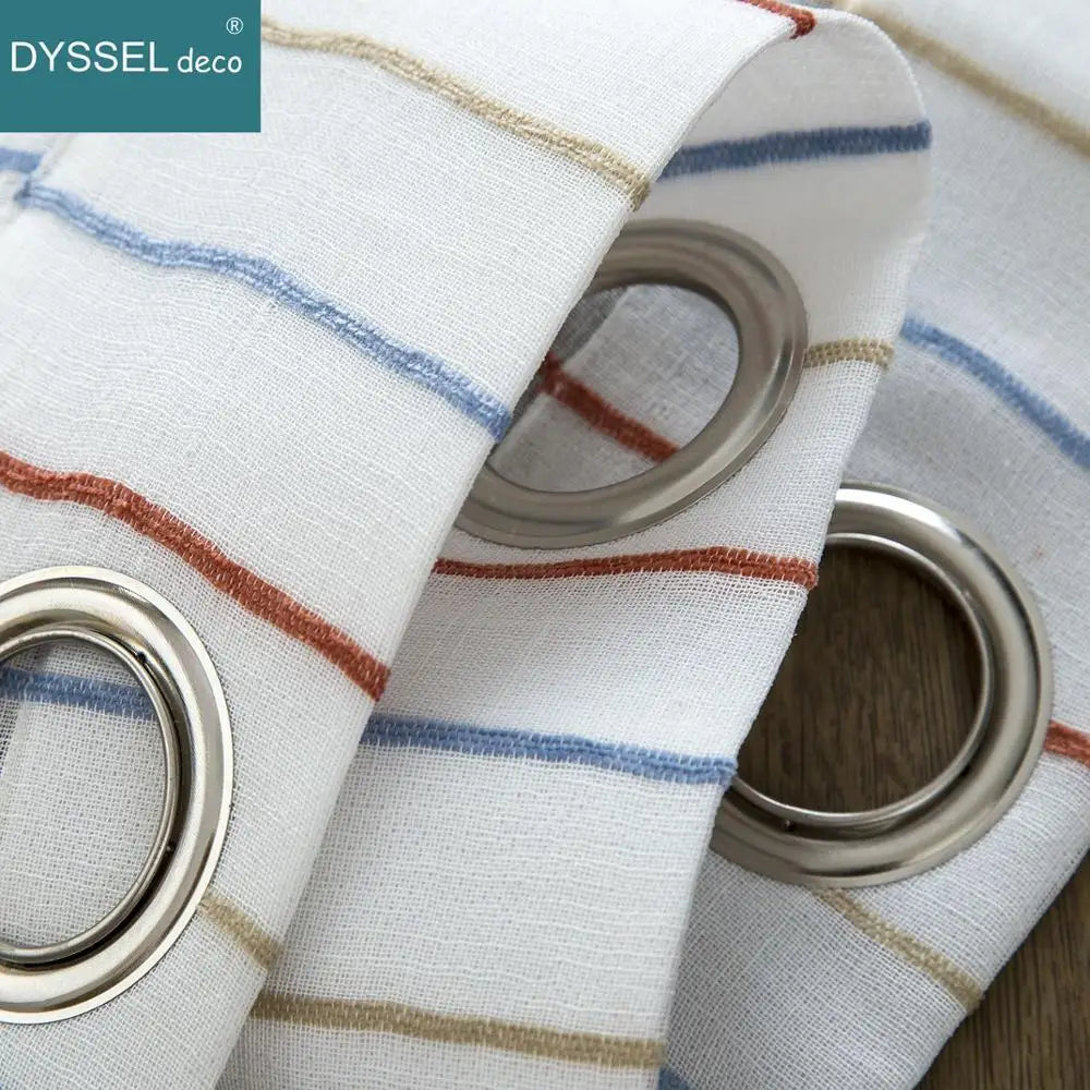 Voilage rayé style européen pour salon chambre - vue 6 sur 7