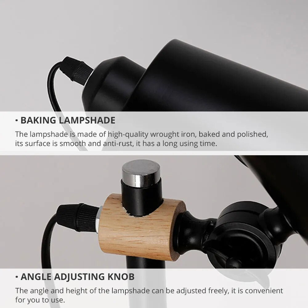 Lampe de bureau en bois métal moderne nordique - vue 7 sur 10