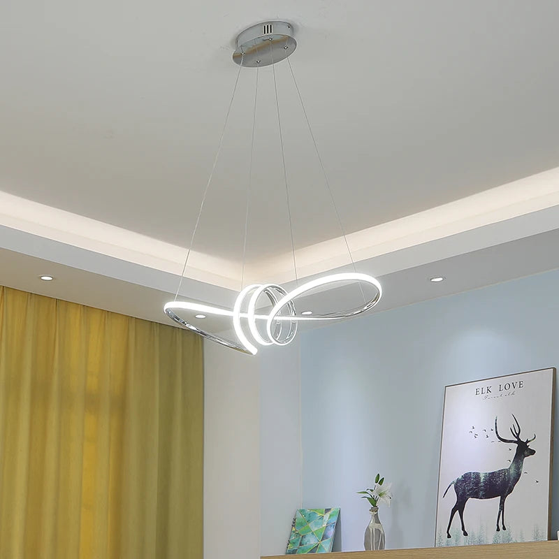 Lustre Chrome plaqué or pour salle à manger cuisine salle maison déco - vue 5 sur 6