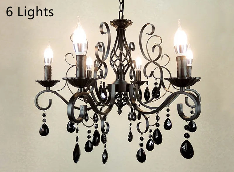 lustre rétro en métal verre et cristal décoratif pour intérieur - vue 5 sur 6
