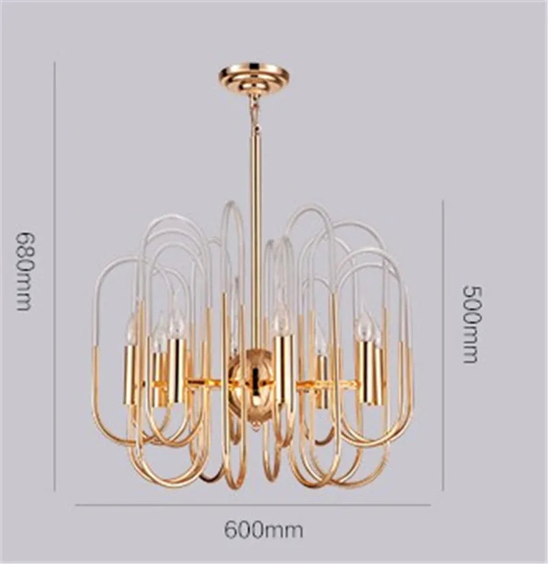 lustre moderne en métal doré et acrylique pour intérieur élégant - vue 5 sur 6