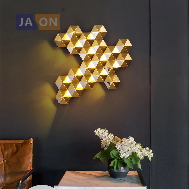 Applique murale LED postmoderne en acier inoxydable doré nid d'abeille LED lumière LED pour magasin chambre Foyer - vue 4 sur 11