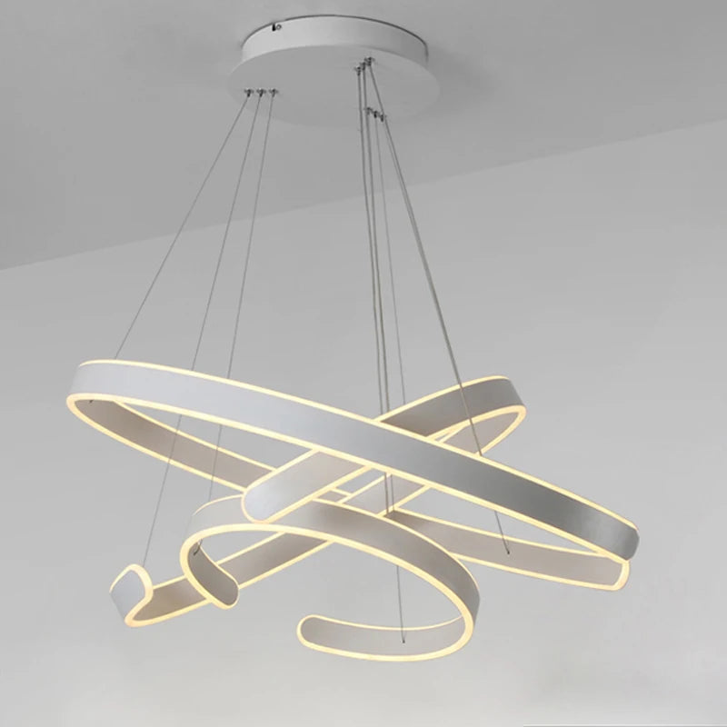 Suspension design cercle anneaux corps en aluminium acrylique LED - vue 4 sur 6