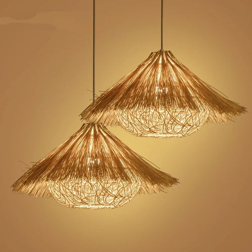 lampe suspendue originale en rotin nid d'oiseau tissé à la main