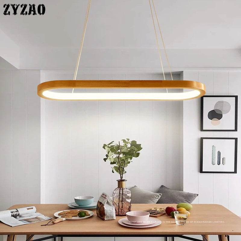 suspension en bois massif pour restaurant et bar à led - vue 4 sur 7