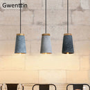 suspension en ciment vintage et bois moderne à LED